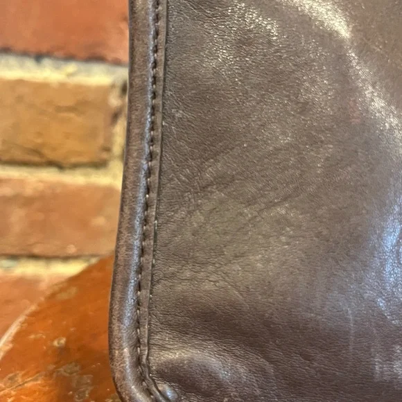 Vintage Coach Chunky Pouch Case Cosmetic Bag Brown Zip USA W/tag & Creed - Picture 11 of 16